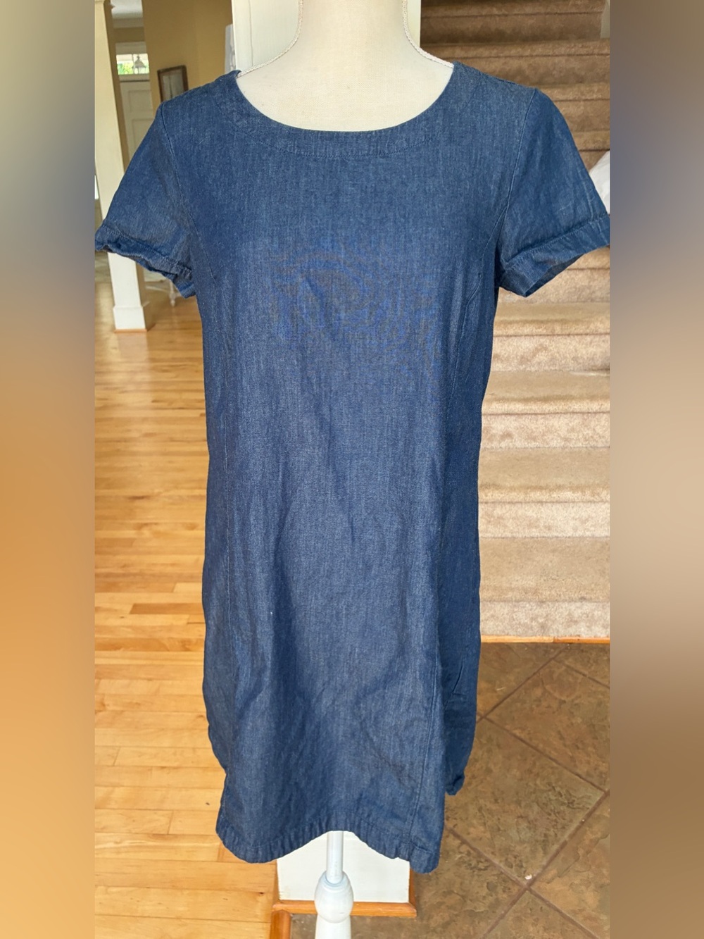 Old Navy Dark Blue Short-Sleeve Denim Tee Dress